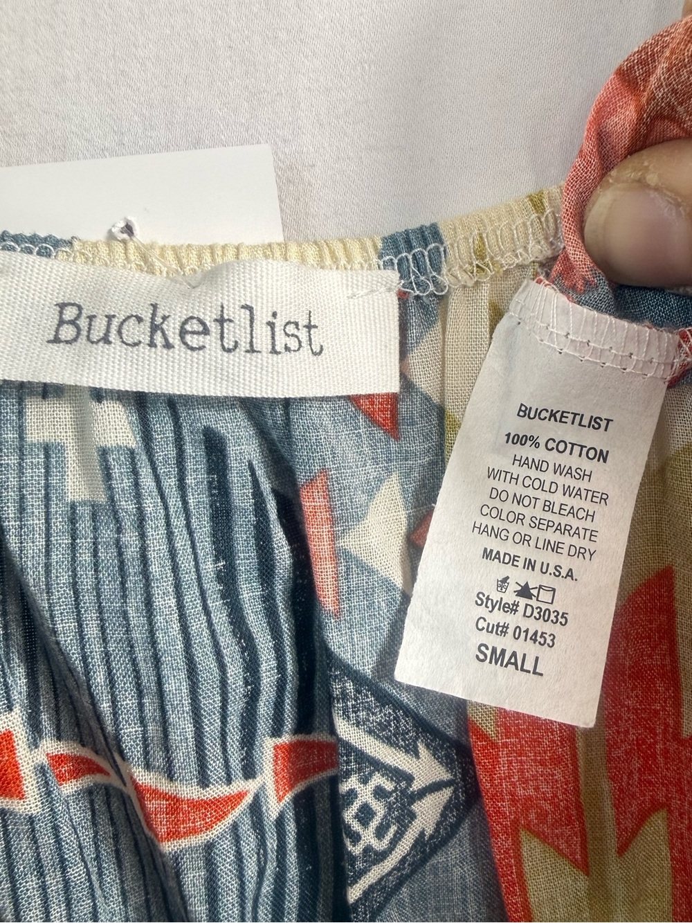 BUCKETLIST "Aztec Maxi" Tie Front Southwestern Ruffle Dress - Picture 2 of 4